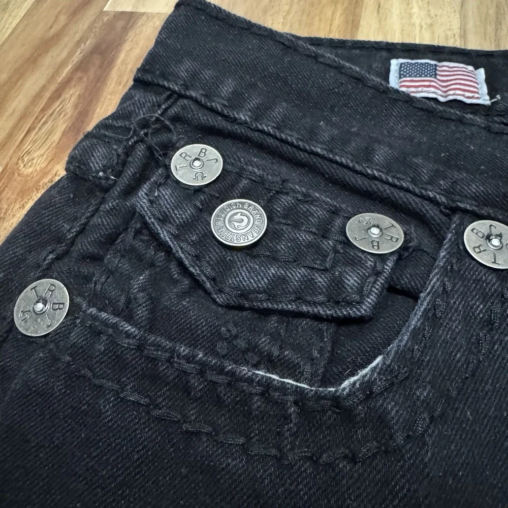 Vintage True Religion Jeans‎ Mens 38x32 Black Red Stitching Billy Super T USA